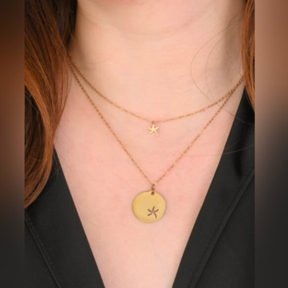 Gold Starfish Project Sand Dollar Layered Necklace - Picture 3 of 6